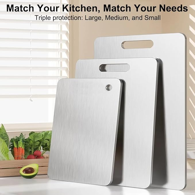 Titanium Cutting Board for Kitchen, Non Stick Chopping Board, Upgrade Double Sided Food-Grade Titanium Board for Kitchen for Meat Cheese Vegetable (X-Medium)