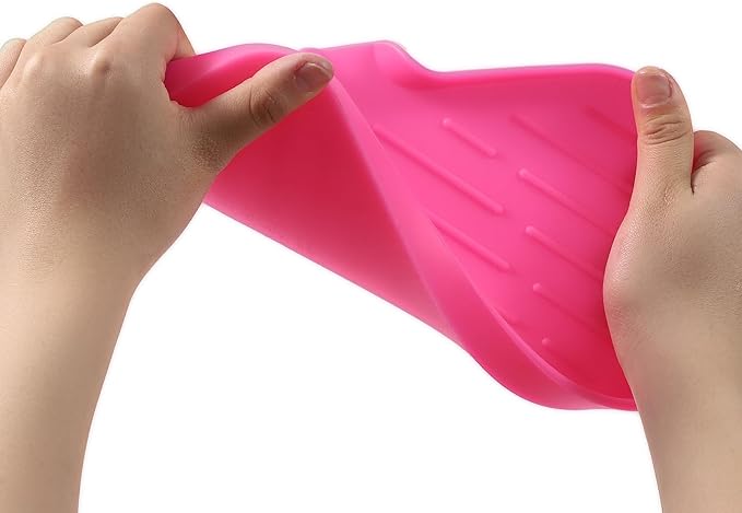MicoYang Silicone Soap Dish with Drain Spout — Self-Draining Sink Organizer Tray for Bathroom & Kitchen, Sponges, Dispensers & Soap Holder, Non-Slip & Dishwasher Safe, Rose (Medium, 9.6"×5.3")