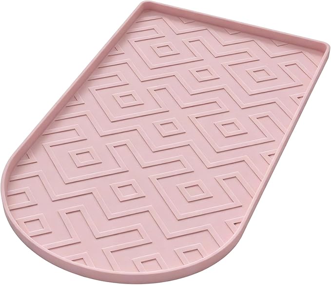 Silicone Coffee Mat,15.8"x 11.8"in Bar Mat for Countertop,Heat-Resistant,Non-Slip,Leak-Proof,Fit for Coffee Maker/Espresso Machine-Pink
