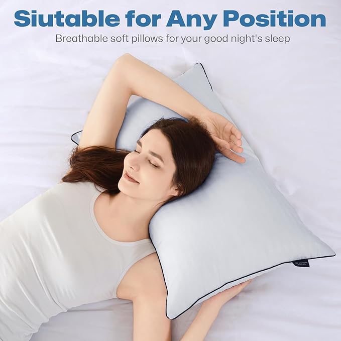 GOHOME Pillows Queen Size Set of 4 - Bed Pillows for Sleeping 4 Pack, Cooling Supportive Hotel Pillows with Premium Soft Down Alternative Fill for Side Stomach and Back Sleepers