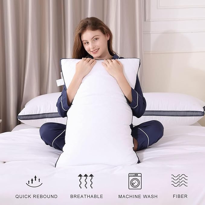 Meoflaw Pillows for Sleeping (4-Pack), Luxury Hotel Pillows Queen Size Set of 4,Bed Pillows for Side and Back Sleeper (Queen)