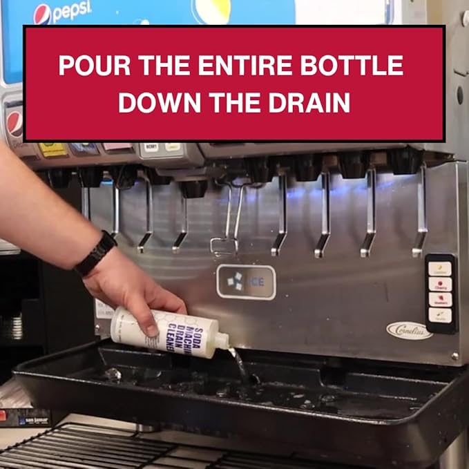 Soda Machine Drain Cleaner - Safe & Non-Corrosive Fountain Drink Machine Line Cleaner for Syrup & Sugar Buildup - Easy Monthly Treatment, No Scrubbing Needed (Pack of 12)