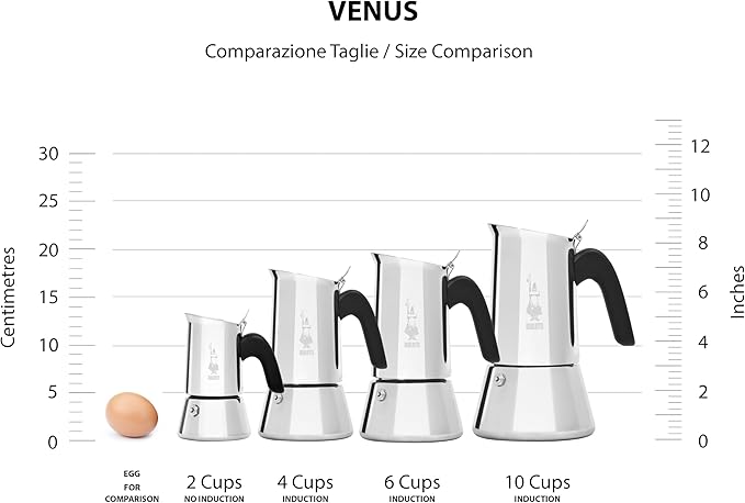 Bialetti - New Venus Induction, Stovetop Coffee Maker, Suitable for all Types of Hobs, 18/10 Steel, 4 Cups (5.7 Oz), Aluminum, Copper