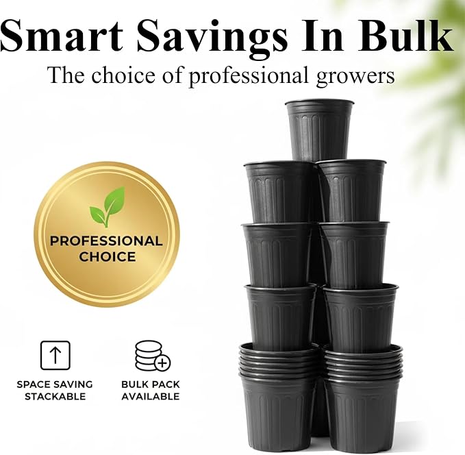 50 Pack 2 Gallon Flexible Plant Nursery Pots Plastic Seedling Starting Pots with Drainage Holes Soft Flower Pots Plant Container with Plant Labels, Black