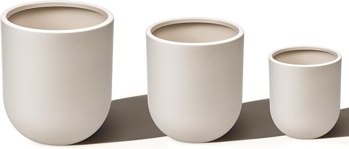 homenote Flower Pots 13/11.5/10 Inch,Large Plant Pots Indoor with Drainage,Plastic Pots for Plants,Garden Pots for Outdoor,Large Planters for Indoor Plants,Big Plastic Planter,White(3 Pcs)