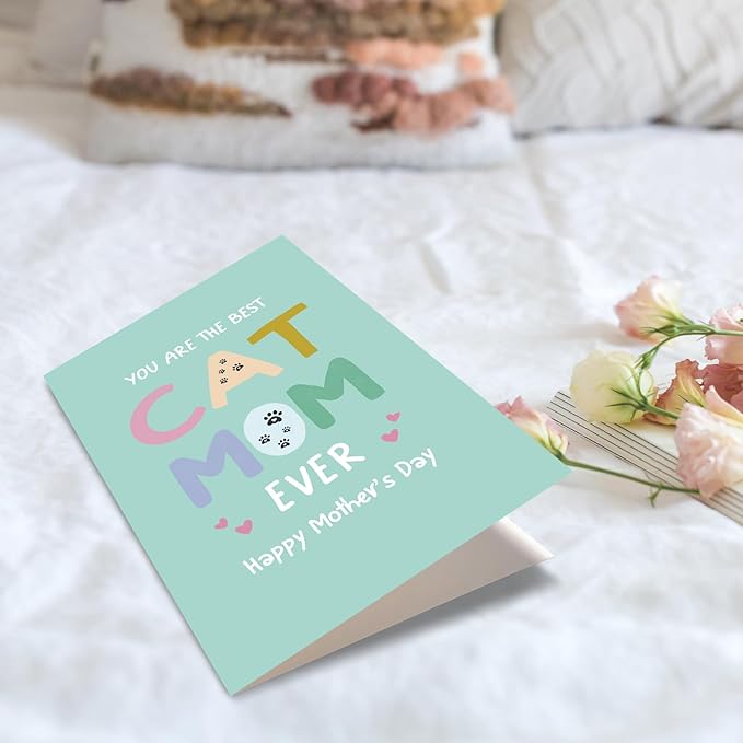 Spercy Funny Mothers Day Card for Cat Mom, Humorous Mothers Day Card for Cat Lovers, You Are the Best Cat Mom Ever