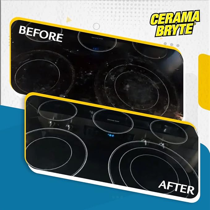 Cerama Bryte Removes Tough Stains Cooktop and Stove Top Cleaner for Glass - Ceramic Surfaces, 6-28 oz