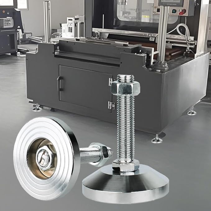 Machine Leveling feet, Heavy Duty Leveler Leg 3.15" Dia. Base, Leg Leveler M16 Thread, 3300 Lb Capacity,Capacity for Workbench, Machine, Cabinet (D80xM16x80,2 Pack,Silvery)