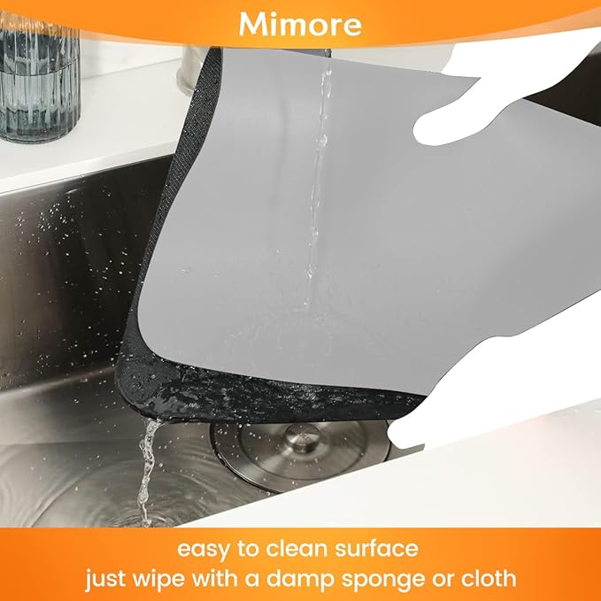 Mimore Coffee Mat - 19x12 Inch Light Grey Countertop Mat - Absorbent, Hides Stains, Rubber Backed - Dish Drying Mat Fits Under Coffee Maker