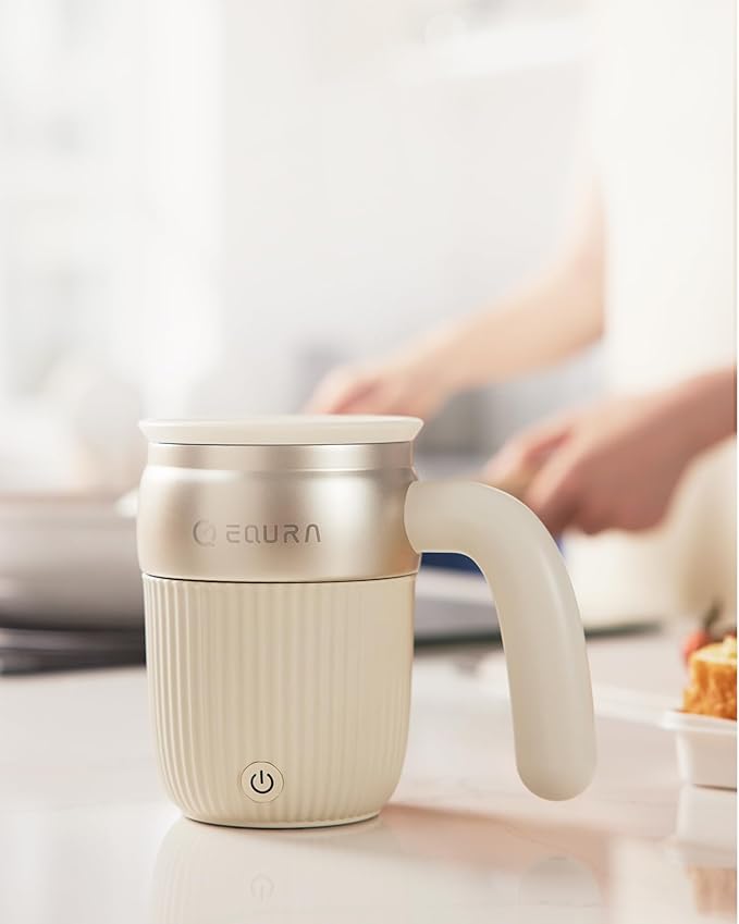 JOTER & LIBEAR Self Stirring Coffee Mug, Rechargeable Magnetic Stirring Cup, Electric Mixing Mug with Lid for Coffee/Milk/Cocoa and Other Beverages - 15 Oz (White) Christmas, Birthday Gifts