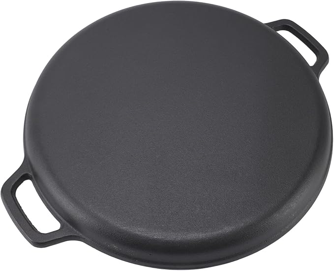 Cast Iron Pan Cast Iron Pancake Flat Skillet 35cm Thickened Stick Frying Pan for Uniform Heating Uncoated Design Ideal for Pancakes Crepes Tortillas Easy to Store (35cm)
