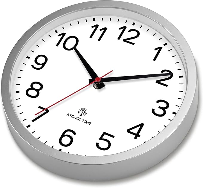AKCISOT 12 Inch Wall Clock, Battery Operated Analog Clock, Silent Non-Ticking, Ideal for Bedroom, Bathroom, Kitchen, Office and School, Silver