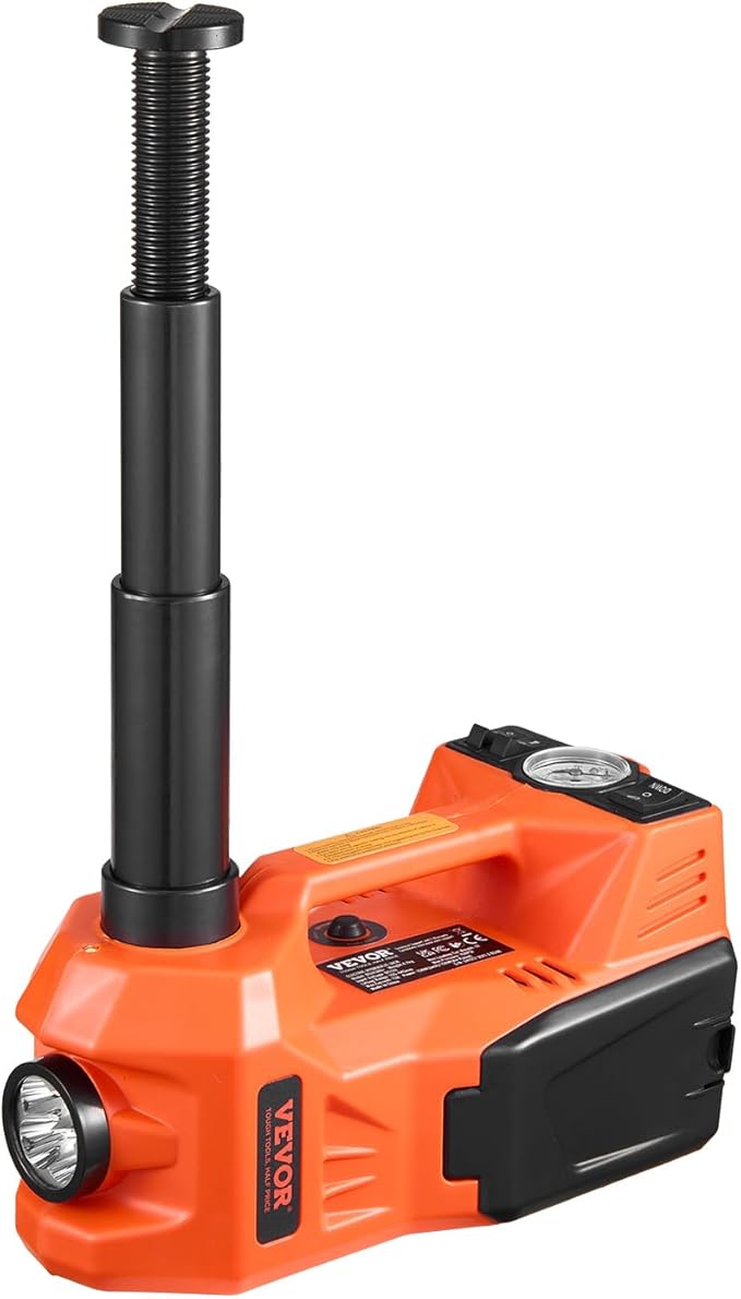 VEVOR Electric Car Jack, 5 Tons /11000 lbs Electric Jack with Built-in Inflator, 12V Adjustable Tire Change Replacement with Secure Hammer & LED Light, Portable Jack kit for Sedan, SUV, Truck