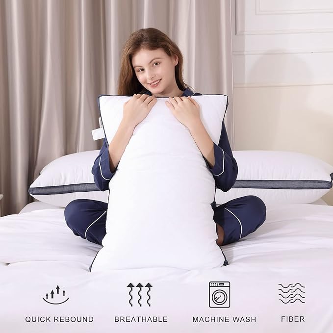 Meoflaw Pillows for Sleeping (2-Pack), Luxury Hotel Pillows Queen Size Set of 2,Bed Pillows for Side and Back Sleeper (Queen)