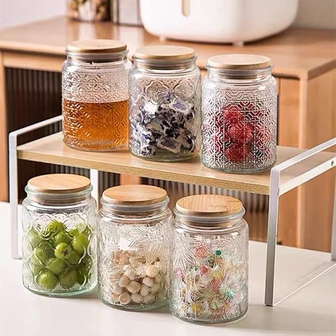 ANSQU Vintage Glass Jar with Lid, 23.7oz Airtight Glass Food Storage Container for Kitchen Counter, Pantry, Decorative Jar for Coffee, Tea, Sugar, Gratitude Jar for Mother' Day