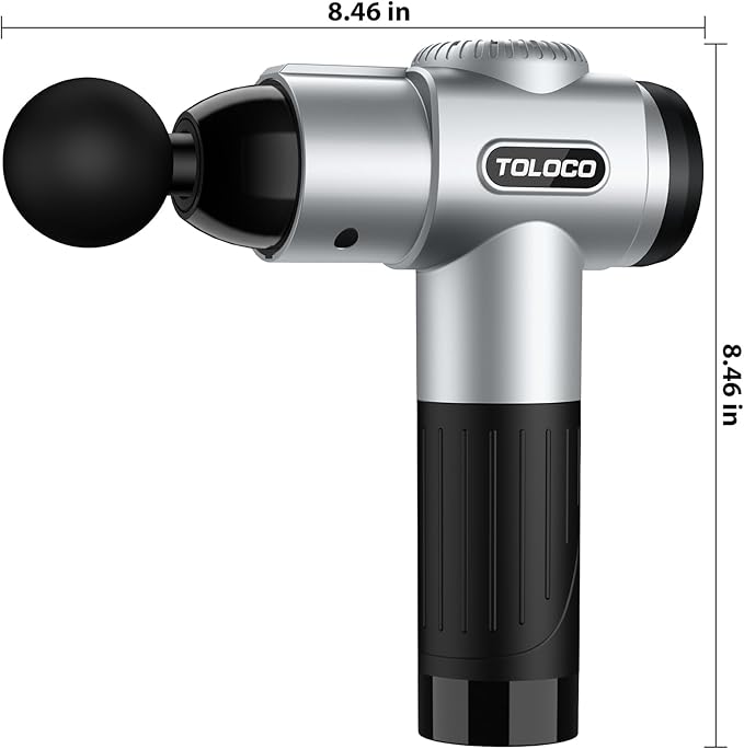 TOLOCO Massage Gun, Muscle Massage Gun Deep Tissue for Athletes with 10 Massage Heads, Electric Percussion Massager for Any Pain Relief, Mothers Day Gifts, Silver