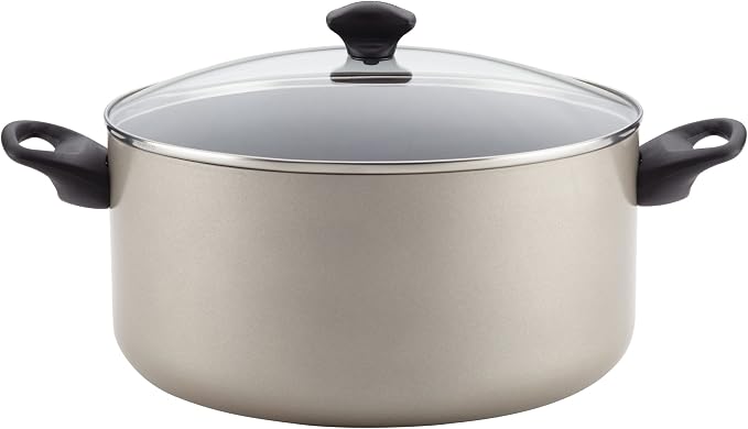 Farberware Promotional Cookware Aluminum Nonstick Covered Stockpot, 10.5-Quart, Champagne Silver