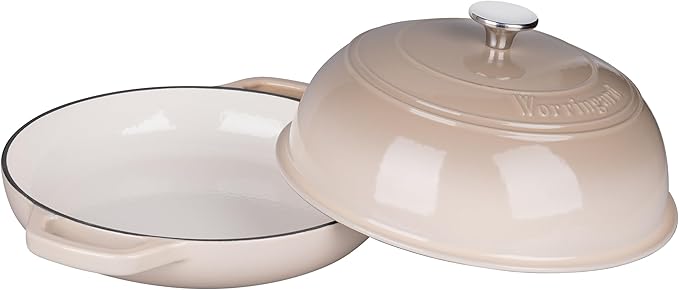 VORRINGARD Enameled Cast Iron Dutch Oven Pot with Lid, Bread Oven for Sourdough Bread Baking, Dutch Ovens with Bread Proofing Basket& Baking Supplies Set, 6 Quart, Latte