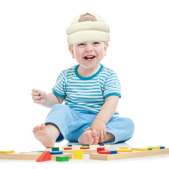 Baby Head Protector Baby Helmet for Crawling Walking, No Bumps Safety Head Adjustable Protective Cap for Walking, Playing (Beige)