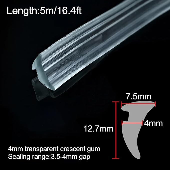 5M Alloy Window Sealing Strip Card Slot Gap Seal PVC Door Dustproof Sound Insulation Weatherstrip Home Hardware,Transparent-4mm