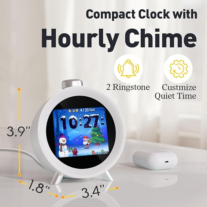 MOMILLA Alarm Clocks for Bedrooms, 2.8" Color Display, 7-Day Programmable 4 Alarms, Loud Alarm Clock for Heavy Sleepers Adults/Kids/Teen, Digital White Noise Sound Machine, Easy to Set, Hourly Chime