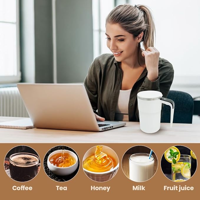 Electric Coffee Mug with a Built-in LCD Thermometer, 2026 New Automatic Magnetic Stirring Coffee Mug, Automatic Stirring Cup for Coffee, Milk, and Other Beverages (Black)