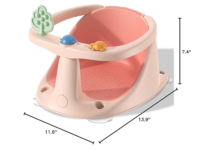 Baby Bath Seat for Babies 6 Months & Up, Non-Slip Bath Seats for Babies Sitting up,Bath tub Seat with Suction Cups,Safe & Comfortable Bath Chair Baby, Pink