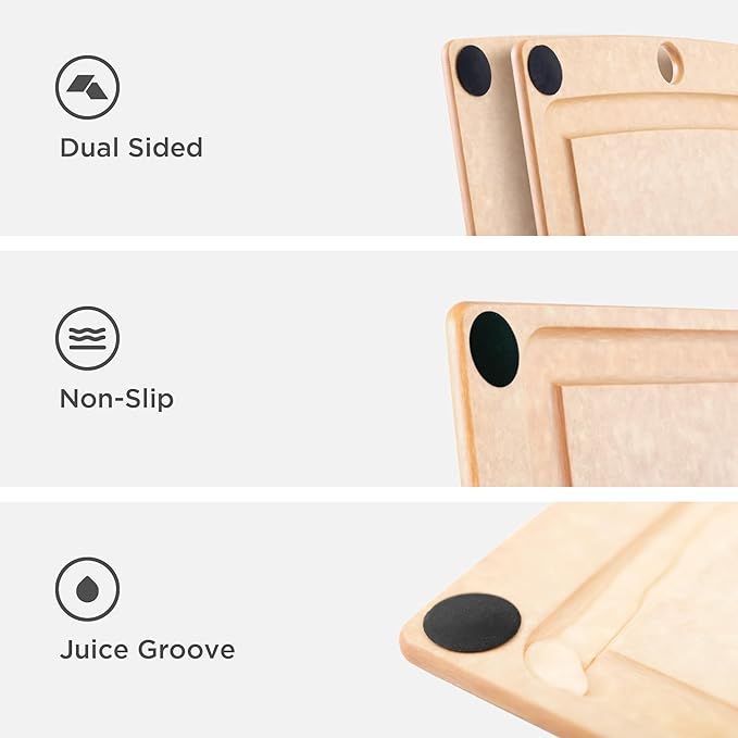 Epicurean All-In-One Cutting Board with Non-Slip Feet and Juice Groove - Non-toxic, Dishwasher Safe,Made in the USA, 19.5" x 14.5", Natural