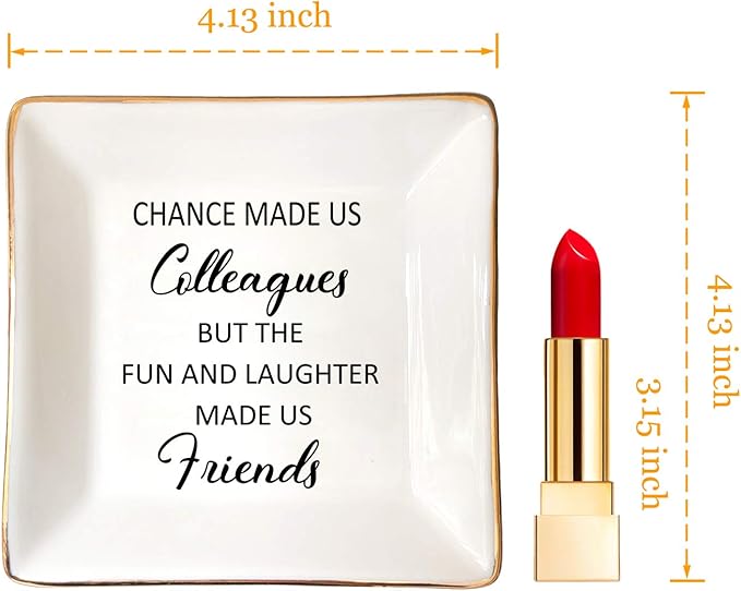 HOME SMILE Colleague to Friend Gifts for Women Jewelry Tray- Retirement Leaving Farewell Appreciation Birthday Christmas-Chance Made Us Colleagues,But The Fun and Laughter We Share Made Us Friends