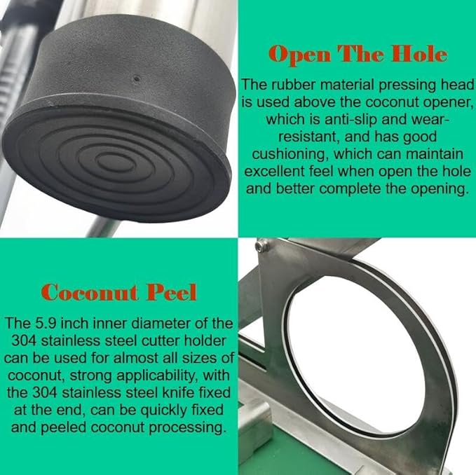 Coconut Opener Machine Manual Coconut Cutter Machine Coconuts Open Peeler Tools Coconut Hole Puncher Maker Fresh Coconut Peeling and Opening Machine