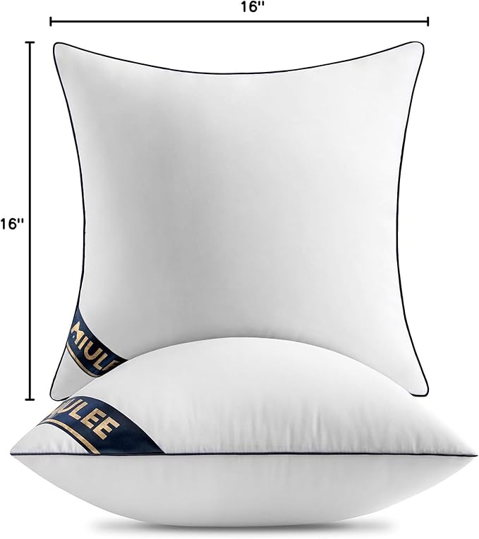 MIULEE 16x16 Pillow Inserts Set of 2 Throw Pillows 16 Inch Premium Down Alternative Pillow Inserts Decorative Pillow Stuffer for Sofa, Couch (16x16 inch, Set of 2)