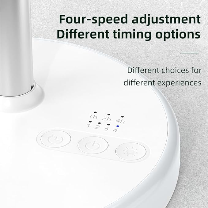 UN UNITEDTIME Desk Fan - Battery Operated Fan With 4 Speeds, Adjustable Height Portable for Outdoor, Courtyard, Beach, Tent, Travel, Room, Kitchen, with Timer night Led light