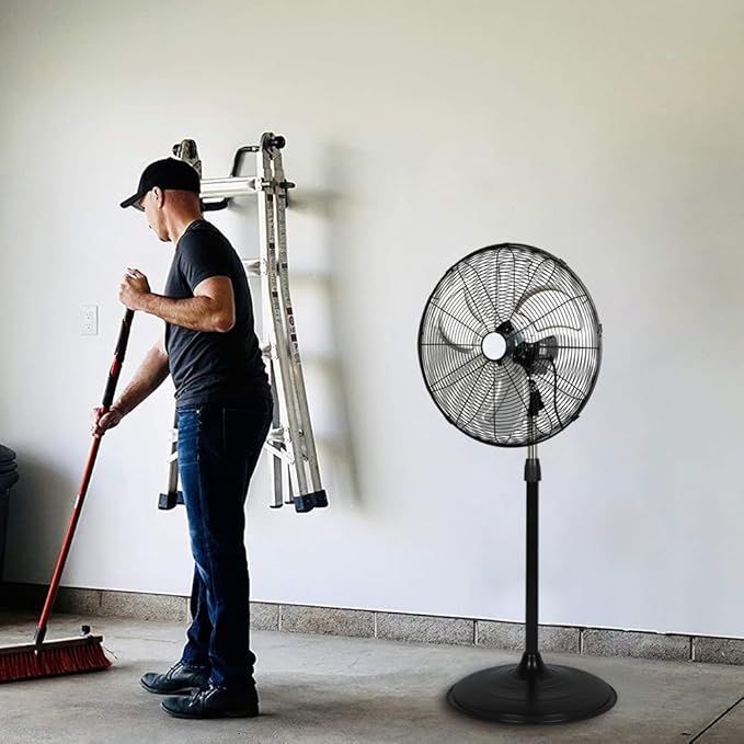 BILT HARD 20" High Velocity Pedestal Fan, 3-Speed 5200 CFM Industrial Oscillating Stand Fan, Heavy Duty Standing Shop Fan with Aluminum Blades for Garage, Commercial and Residential, 2 Pack