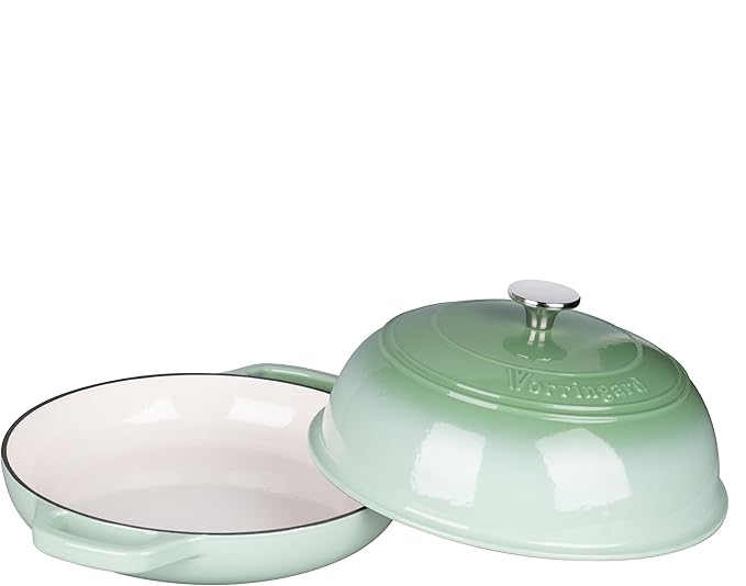 VORRINGARD Enameled Cast Iron Dutch Oven Pot with Lid, Bread Oven for Sourdough Bread Baking, Dutch Ovens with Bread Proofing Basket& Baking Supplies Set, 6 Quart, Green