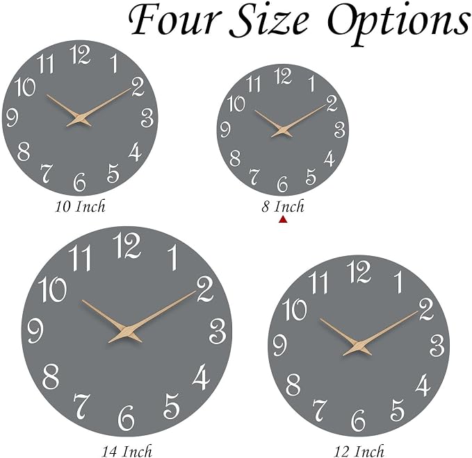 Mosewa Wall Clock Gray Battery Operated Silent Non Ticking Simple Modern Wood Clock Decorative for Bedroom Living Room Home (8.2 Inch)