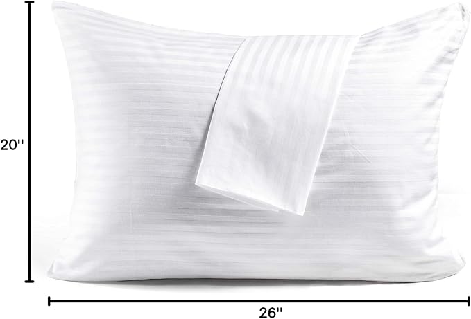 FAUNNA 600TC 100% Cotton Pillow Protectors, Standard Size (20x26), 2 Pack, Oeko-TEX Certified, Hotel Grade Pillow Cover with Silent Zipper, Zip Up Pillow Cases, White
