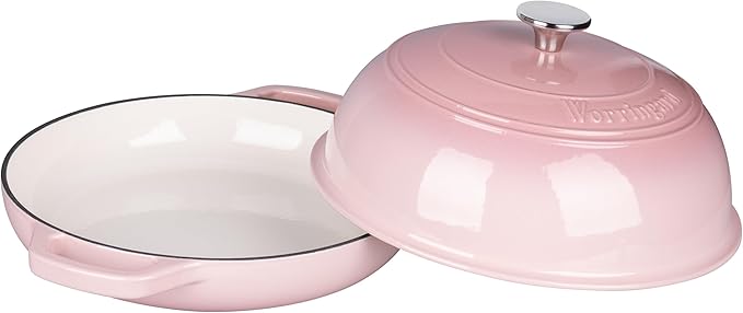 VORRINGARD Enameled Cast Iron Dutch Oven Pot with Lid, Bread Oven for Sourdough Bread Baking, Dutch Ovens with Bread Proofing Basket& Baking Supplies Set, 6 Quart, Pink