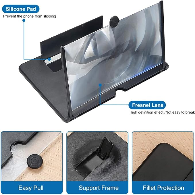 18Inch Phone Screen Magnifier, Pull-Out Type Big Screen Magnifier for Cell Phone, Portable Mobile Phone Amplifier for Watching Video and Shows