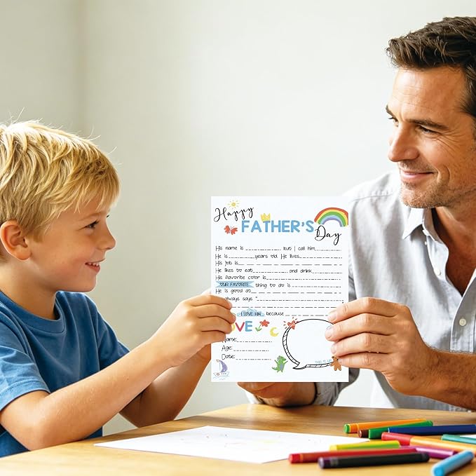 Funny Fathers Day Cards Gift for Dad, Fill in The Blanks on Father's Day Card from Daughter Son Kids, Best Dad Gifts Ideas