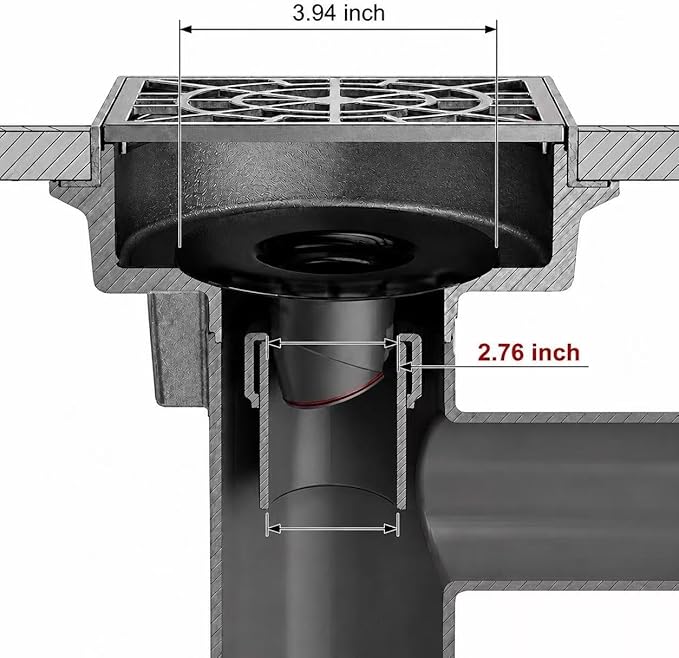 Shower Drain Floor Drain Backflow Preventer Magnetic Levitation One-Way Drain Valve Fast Drainage Shower Plug Insert Drain Plug Fit for Tube Depth 2.56-4.13in (Caliber(2.76-3.5in),Depth 2in)