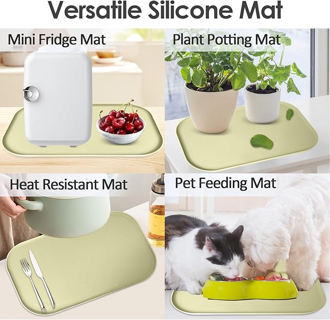 Silicone Coffee Maker Mat with Lip, 17.4'' x 10.6'' Heavy Duty Coffee Maker Mat for Countertops, Coffee Tray Fit Under Coffee Machine Appliance Automatic Machines Espresso Accessory, Sage Green