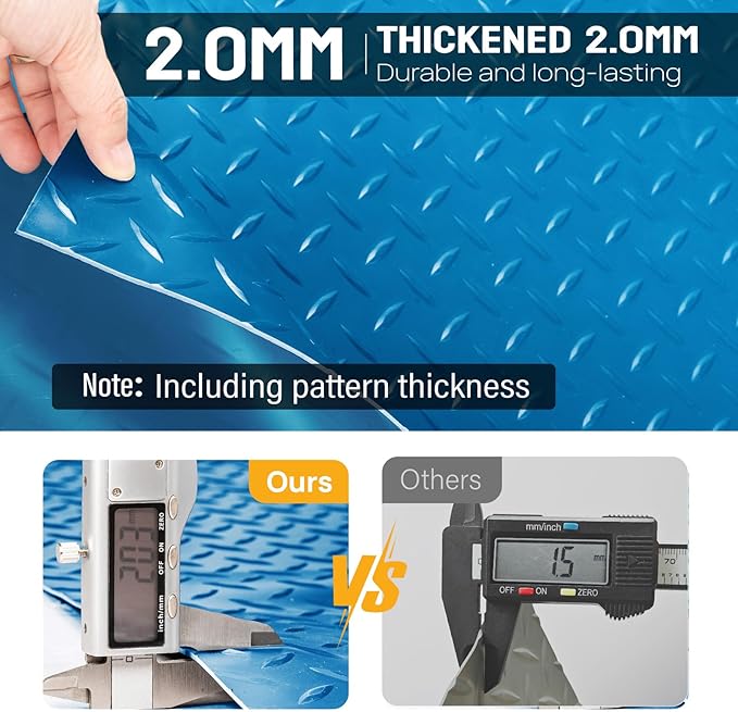TUFFIOM 7.5 x 17 FT Garage Floor Mat, Thickened Diamond Plate PVC Garage Mats Flooring Roll for Under Car, Garage Car Parking Mats for Compact SUVS, Sports Car
