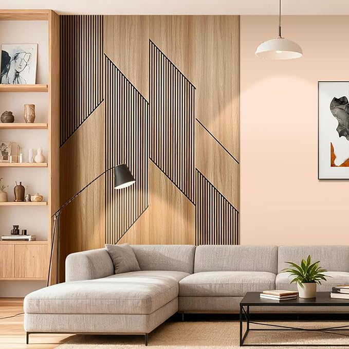 8-Pack Teak Wood Grain 3D Wall Panels with Adhesive, Peel and Stick PVC Wall Tiles for Accent Wall, Covers 48.83 Sq Ft for Luxury Living Room & Bedroom Decor