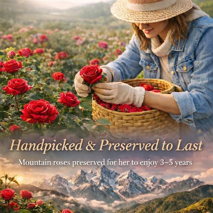 Forever Love Preserved Real Rose with Heart Necklace, Mothers Day Gifts for Mom, Wife, Anniversary Birthday Gifts for Women ā Projects āI Love Youā in 100 Languages
