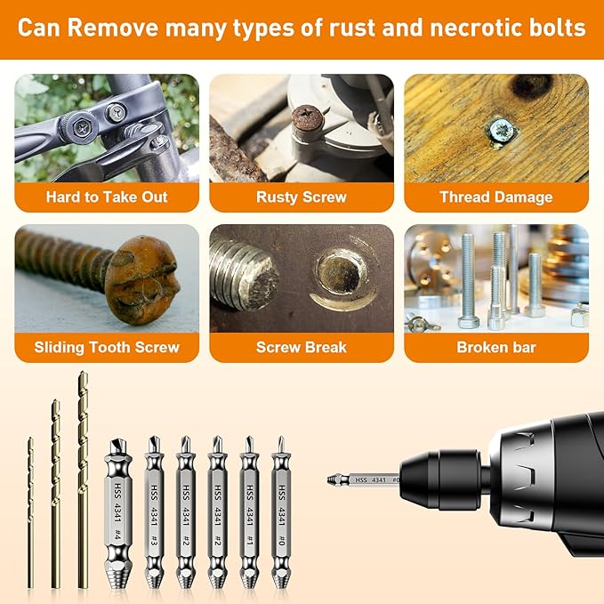 Damaged Screw Extractor Set,Fathers Day Gifts for Dad from Daughter Son,Gifts for Men,Christmas Stocking Stuffers for Men Husband Boyfriend, Cool Stuff Gadgets (white)