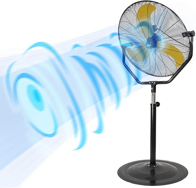 HiCFM 30 inch Tilting Pedestal Fan, 3-Speed 7600 CFM High Velocity Stand Up Fan with 1/3 Powerful Motor for Commercial Industrial Warehouse Gym Garage - UL Safety Listed