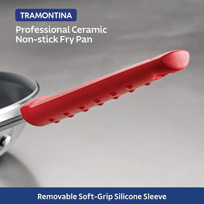 Tramontina Professional 10-Inch Ceramic Non Stick Frying Pan | Heavy-Gauge Aluminum Skillet with Ceramic Nonstick Coating, Dishwasher and Oven Safe, Gray, Made in Brazil