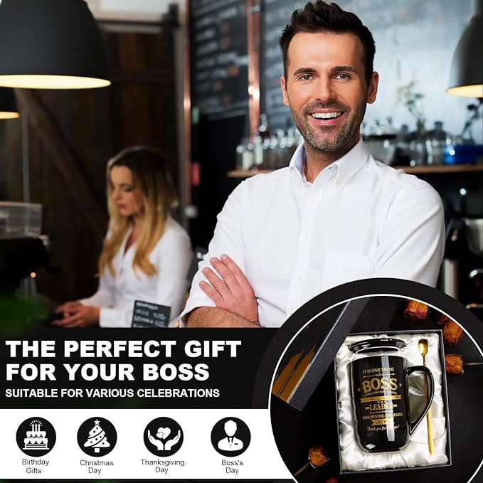 Boss Gifts - Best Bosses Day Gifts for Men Women - Funny Office Christmas Appreciation Gift for Boss Lady, Manager, Leader Female Male Birthday, Large 18 Oz Metal Glaze Ceramic Mug