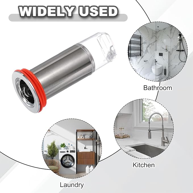 uxcell 4.1" Odor Proof Floor Drain, Floor Drain Shower Plug Drain Backflow Preventer Suitable for Pipes Tubes Bathroom Kitchen, Red Silver/Transparent