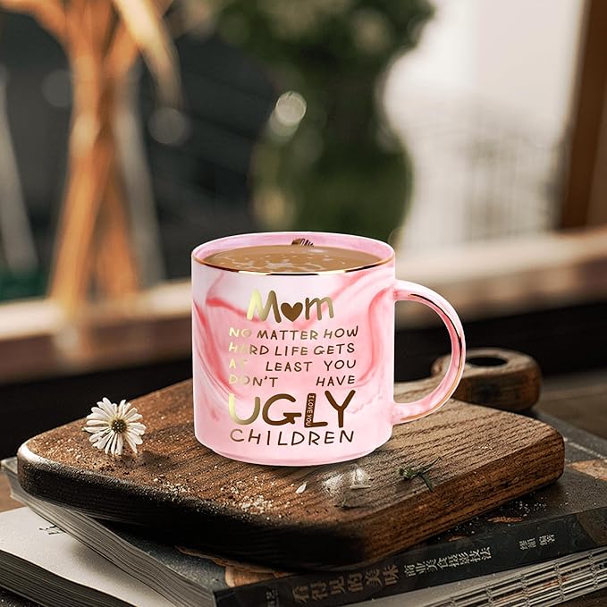 Mothers Day Gifts for Mom from Daughter Son - 12oz Funny Coffee Mug for Mom Wife from Husband Unique Marble Coffee Cup with Gold Print Christmas Birthday Mother's Day Present for Mama Stepmother Women